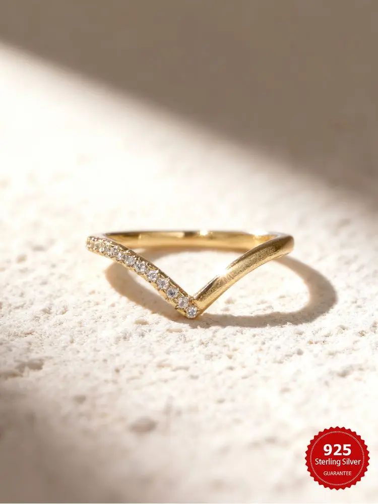 

Кольцо из стерлингового серебра 925 пробы в стиле минимализм с V-образным цирконом для женщин, помолвка, юбилей, свадьба, высокое качество, ювелирные изделия