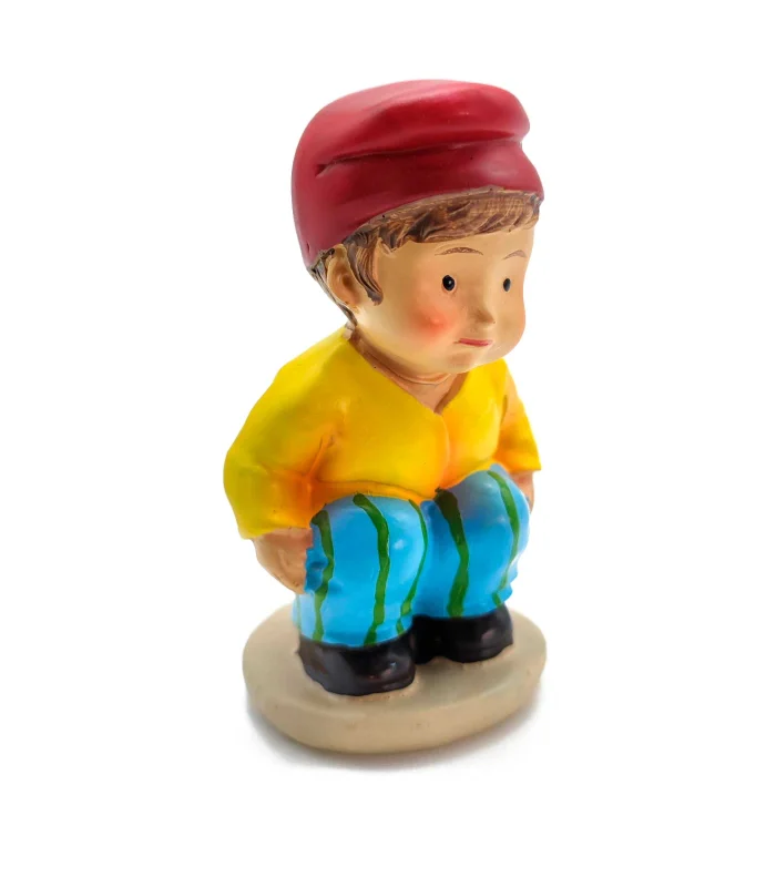 Tradineur Catalan caganer figure for nativity scene-style naïf-marble-funny ornament for birth, Christmas, decorac