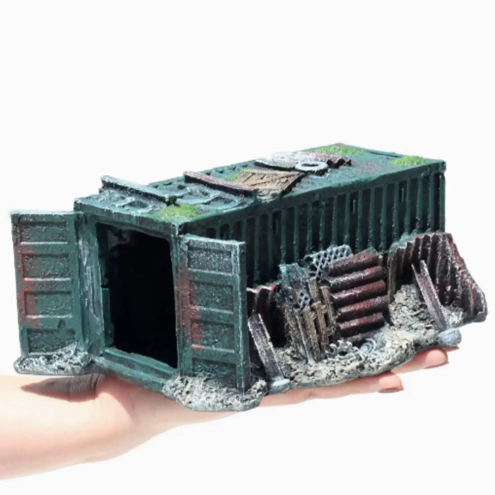 Container Wreck Weathered Aquarium Ornament with Cave Resin fishes with Cave for
