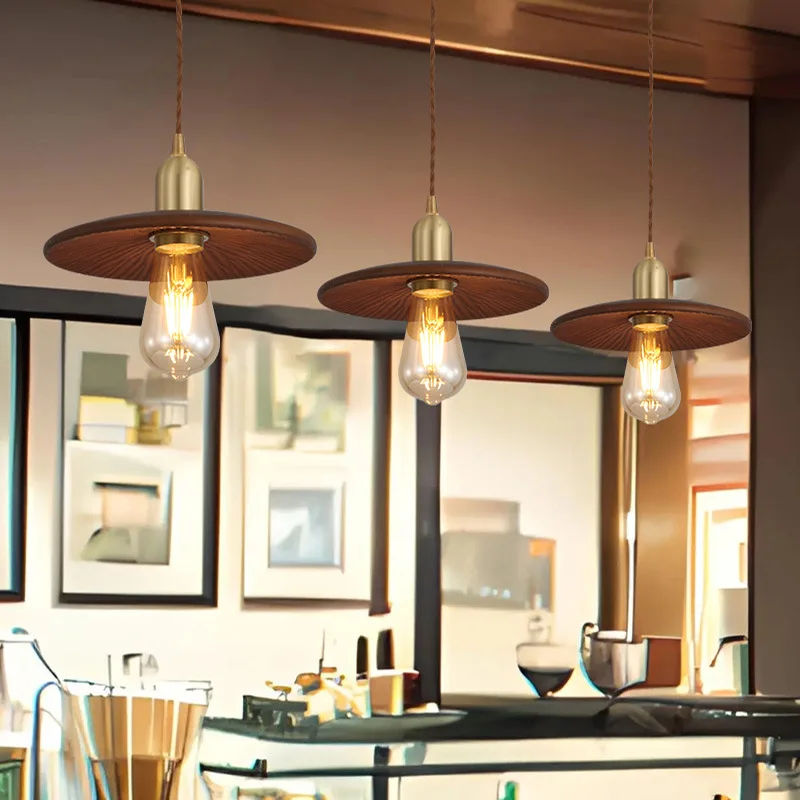 wind walnut bedroom bedside chandelier Japanese wabi sandy wind dining table light retro wind aisle bar bed and breakfast light