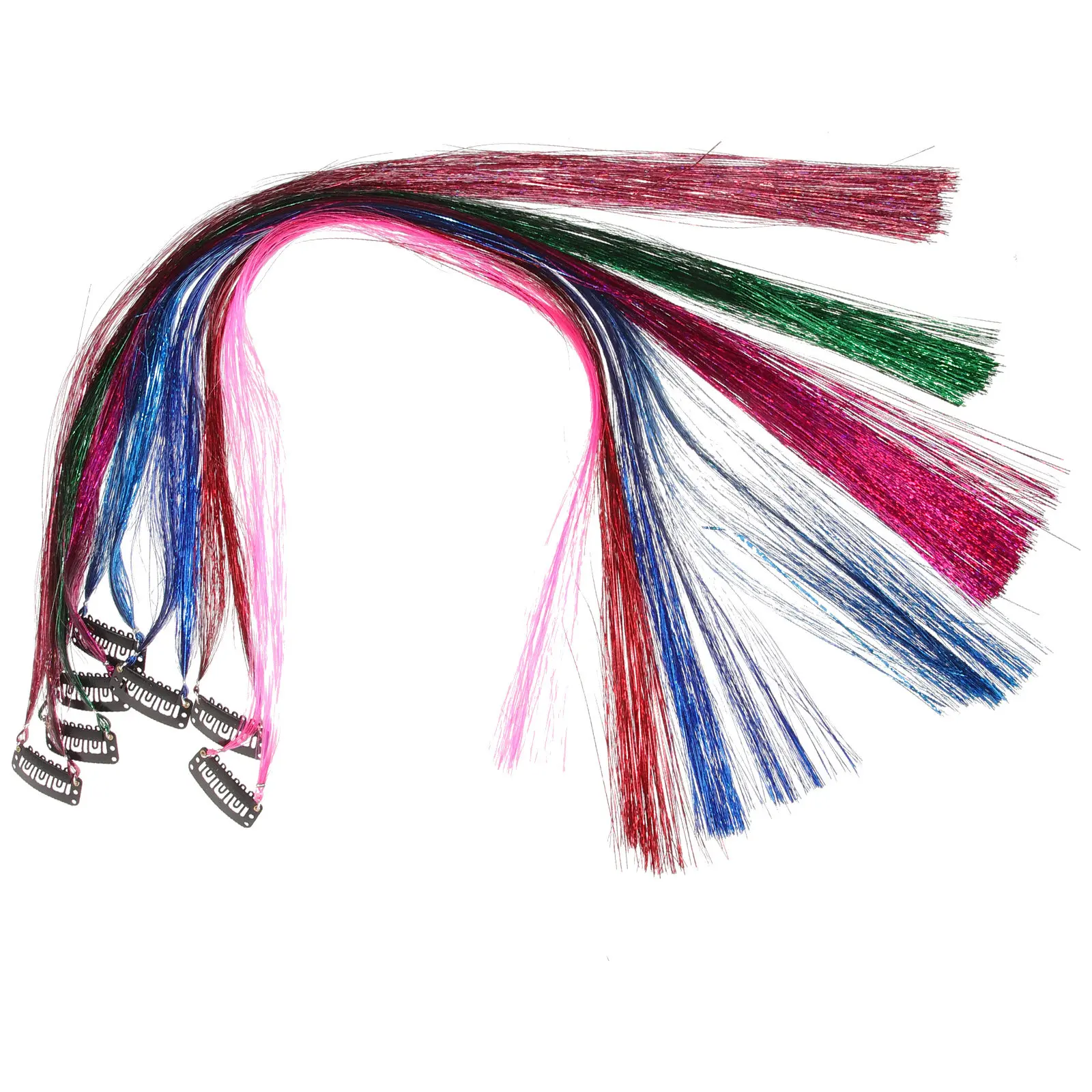

7Pcs Shiny Tinsel Hair Extensions Glitter Strands for Braiding Multi Color Options Photography Cosplay Theatrical Performances