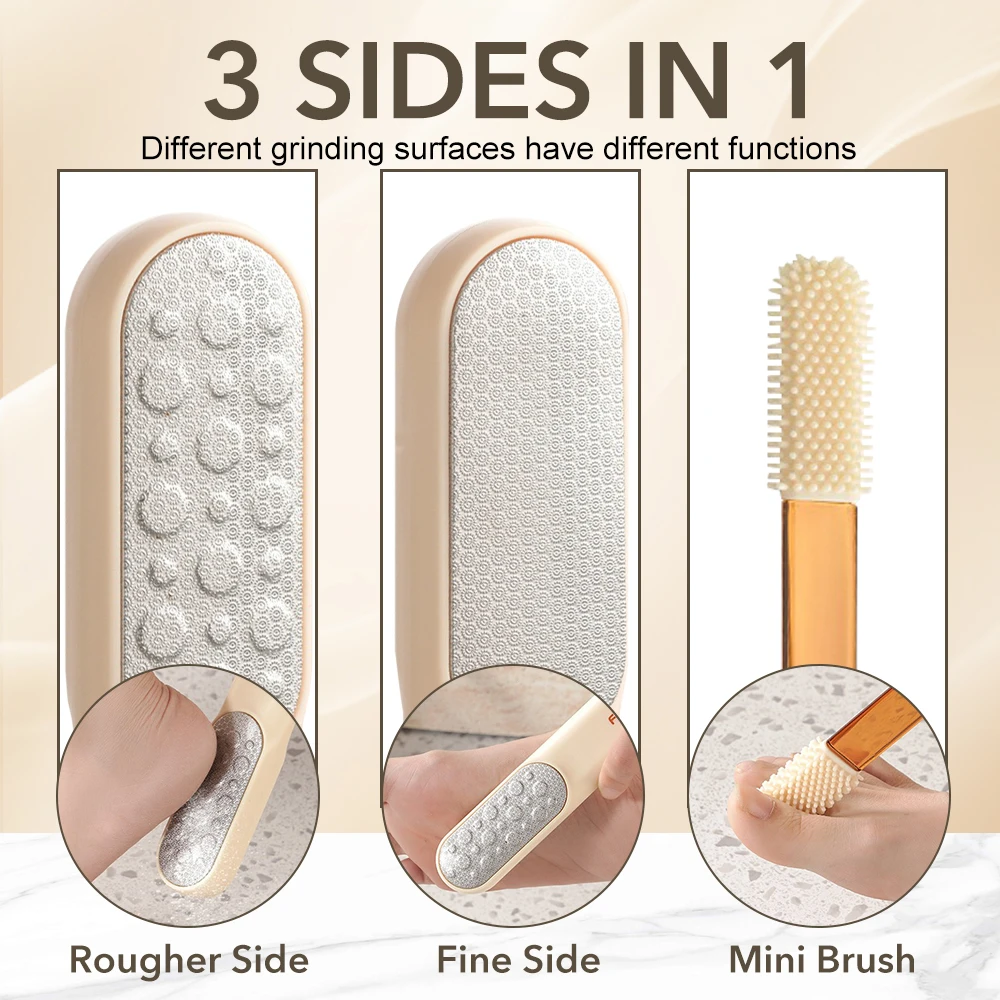 3in1 فرشاة غسل القدم الكالس عرموش عدة الخفاف تنظيف مزيل الحجر كعب إزالة الجلد الميت الفولاذ المقاوم للصدأ الغسيل باديكير أداة