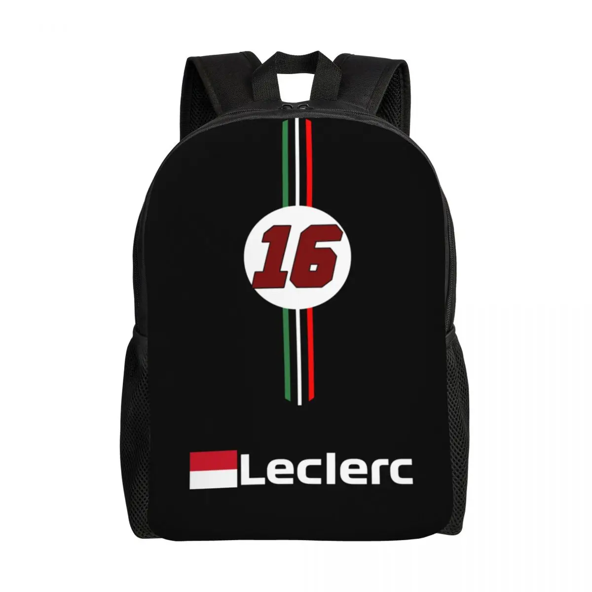 Custom LEC16 Racing Driver Star Backpack for Men Women College School Student Bookbag Fits 15 Inch Laptop Motorsports Bags