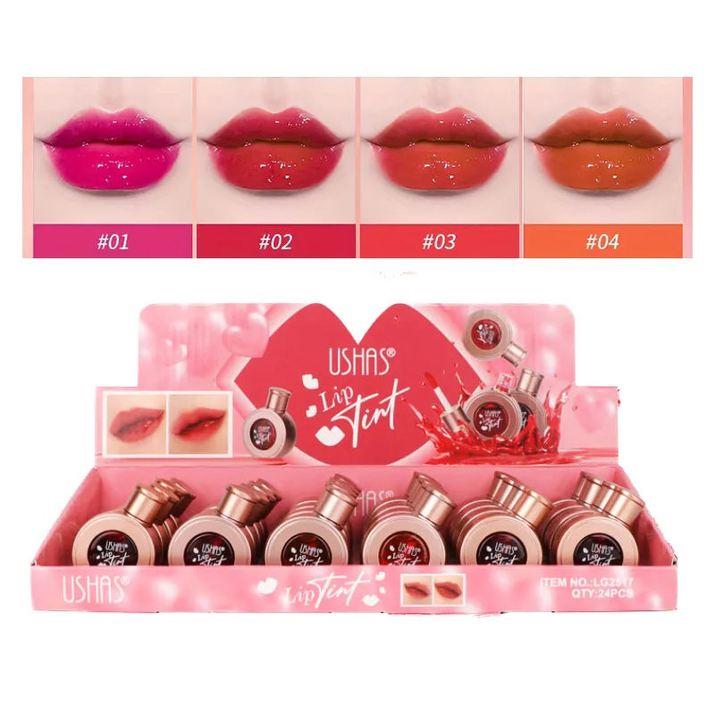 

24pcs 4 Colors Fruity Water Lip Tint Set Highly Pigmented Lip Gloss Waterproof Non-Sticky Longlasting Women Lips Cosmetics Bulk