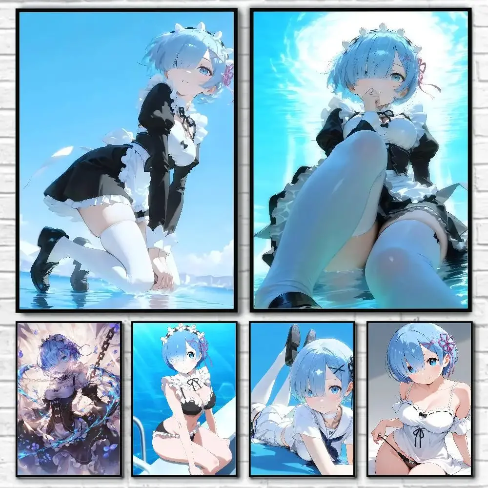 أنيمي إعادة صفر بدء الحياة في عالم آخر ملصق Rehm ذاتية اللصق جدار الفن لغرفة المعيشة غرفة نوم لا تتلاشى المنزل الحديث #1