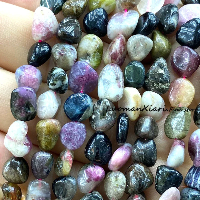 8-10mm Natural Stone Tourmaline Irregular Loose Spacer Beads for Jewelry Making Diy Earrings Bracelet Charms Accessories 15''