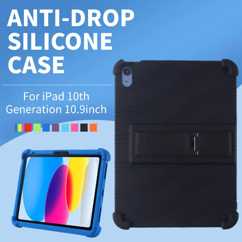 Soft Silicone Stand Case for iPad 10th Generation 10.9 Inch 2022 Adjustable Tablet Cover Funda with Stand Shell Protection