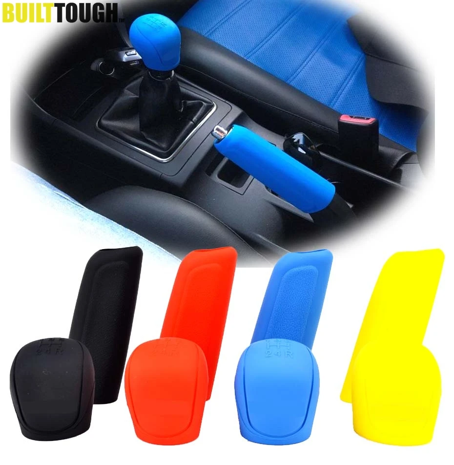 2Pc Car Auto Manual Silicone Shift Gear Head Knob Cover Handbrake Hand Brake Covers Sleeve Case Skin Protector Car Styling