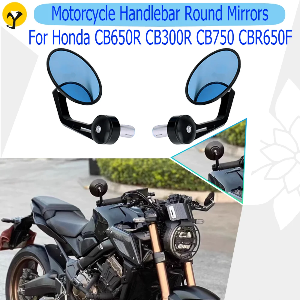 For Honda CB650R CB300R CB750 CBR650F NC19 NC22 VFR1200X Motorcycle Mirrors Round 7/8