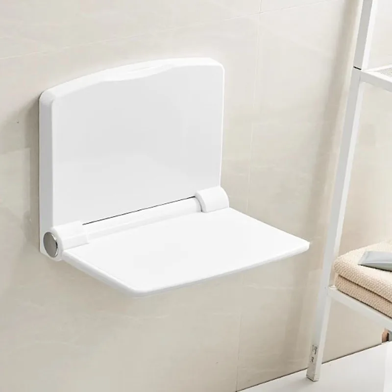 Wall Mounted Folding Bath Stool Adjustable Shower Chair for Elderly Non Slip Padded Seat Bathing and Changing Shoes Space Saver