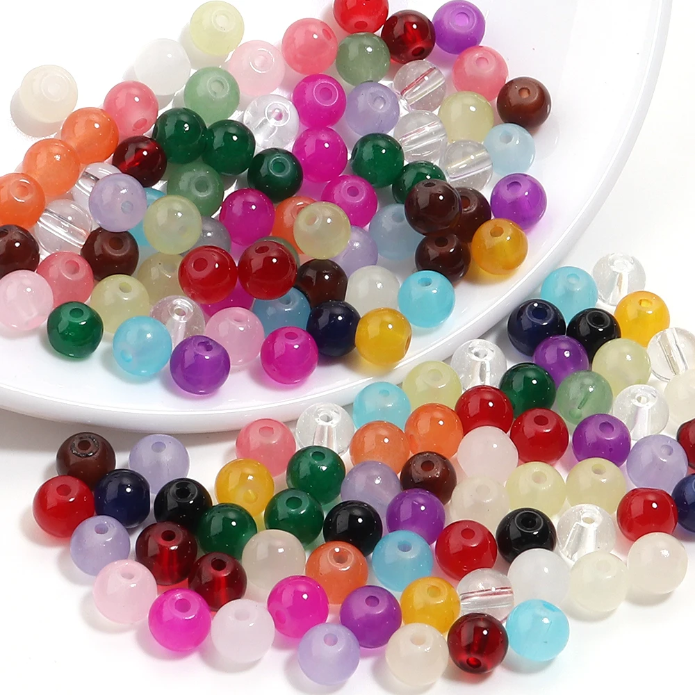 60 Stück/Lot 8mm Einfarbige Glasperlen Lose Abstandshalter Runde Charm-Perlen für Schmuckherstellung DIY Mode Armband Halskette Großhandel