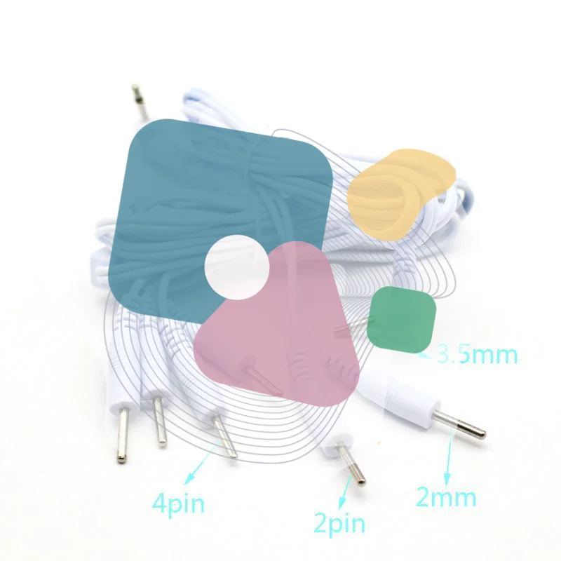 2-Way/4-way 2.0/2.5/3.5mm Plug Wires For Massager Electrical Nerve Muscle Stimulator Electrode Cable Line For Electrode Pads