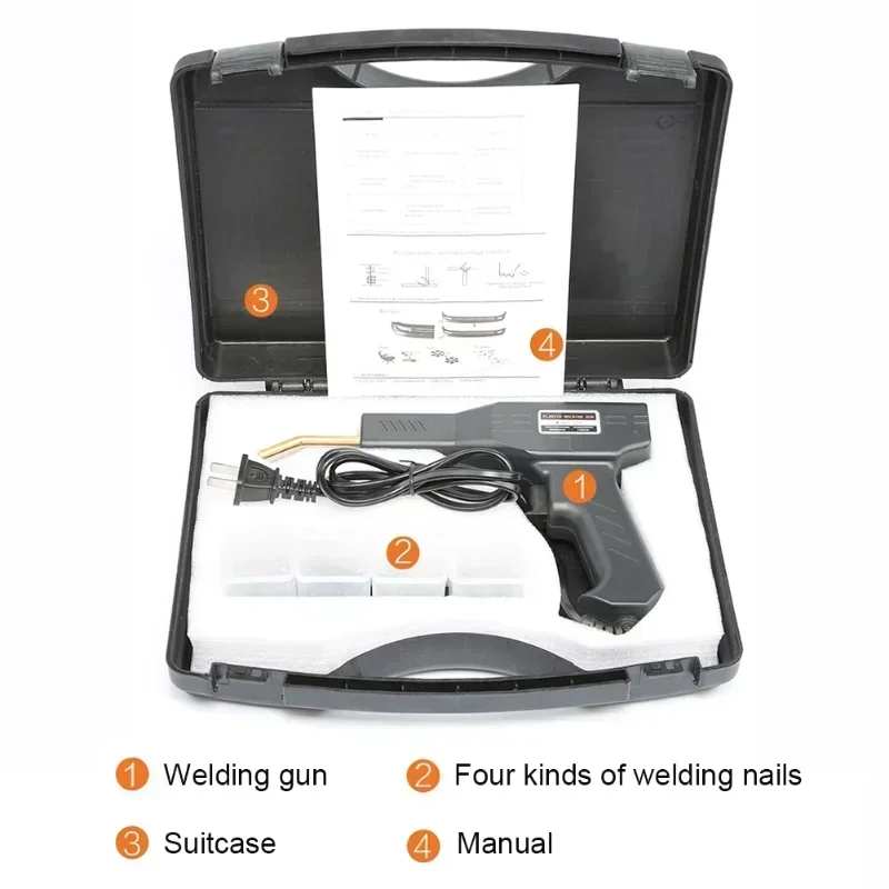 Car Bumper Repair Hot Stapler Temperature Welding Machine Bodywork Fender Fairing With 4 Types 200 Hot Wave Flat Staples