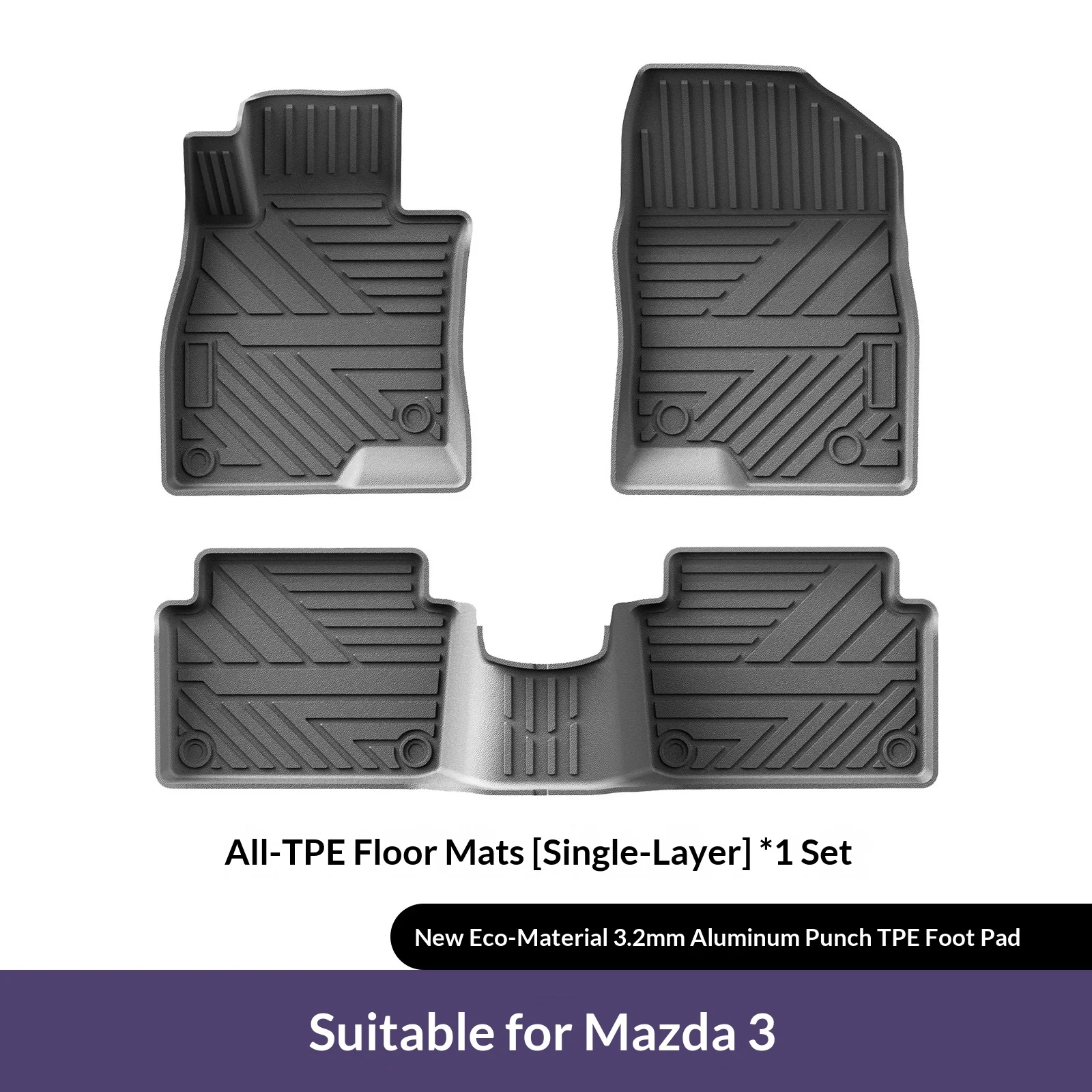 TPE Car Floor Mats and Trunk Mats for 2014-2018 Mazda 3 Environmentally Friendly Non-Slip All-Weather Interior Floor Liners