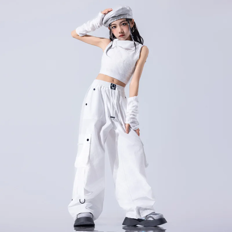 2026 Girls Hip Hop Gradient Butterfly Crop Top Hoodies Cargo Pants Kids Street Dance Clothes Sets Children Teenage Outfits