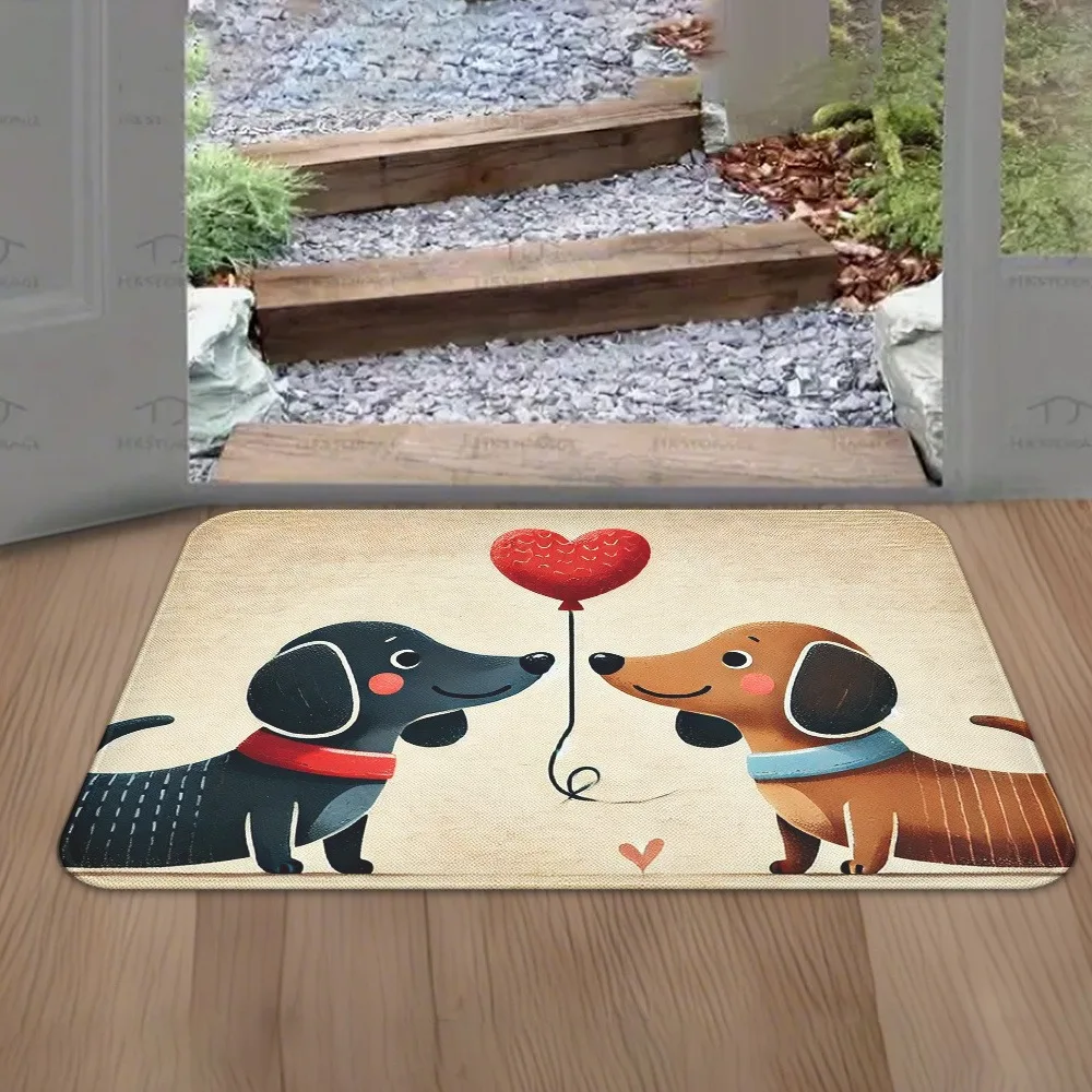 

1PC Cute Dachshund Door Mats Kitchen Rugs Non-Slip Pop arts design Living room Rugs Bath Mat Carpet for Home Sink Laundry Decor
