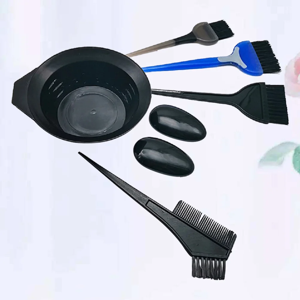 

7Pcs Hair Coloring Kit Durable Hair Dye Tool Set Reusable Plastic Tinting Bowl Brush Comb Earmuff Easy Clean Suitable for Salon
