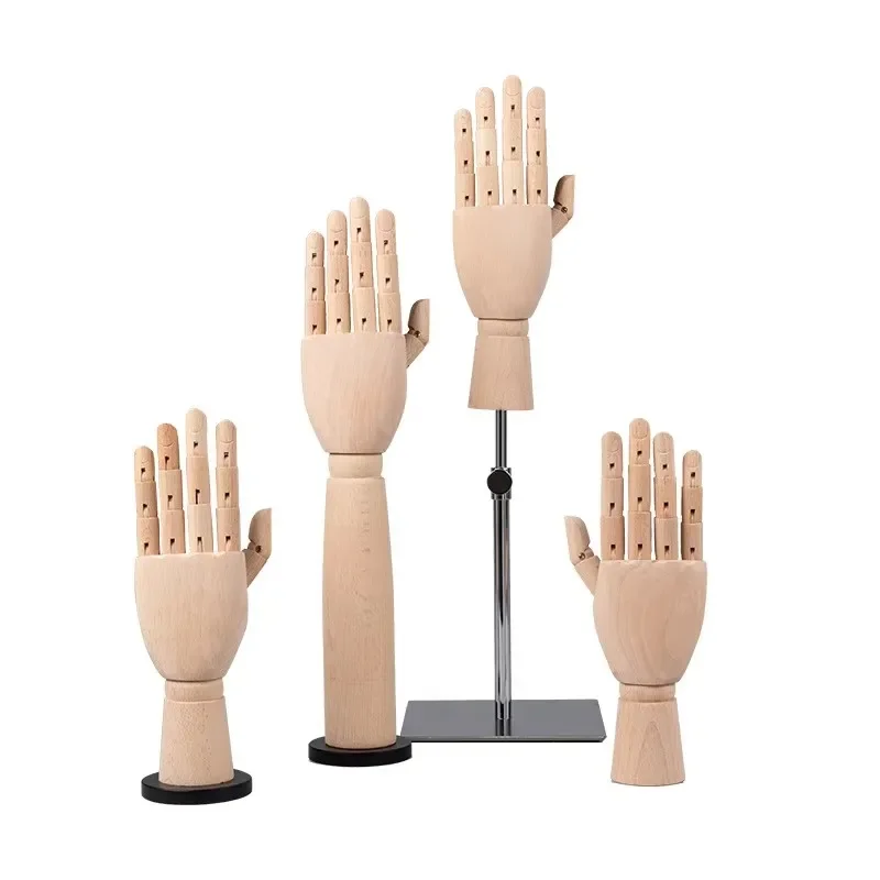 

Wooden Mannequin Dummy Hand Model with Jointed Fingers for Jewelry Display Art and Drawing Photography