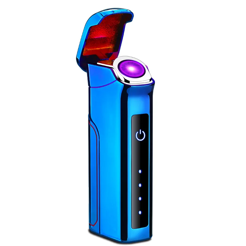 Hot Selling Outdoor Wind Proof Rotating Arc Pulse Flameless Touch Sensing LED Display Screen Dedicated Cigar Electric Lighter