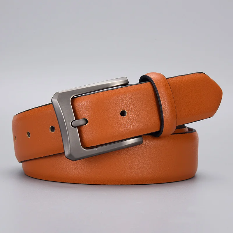 Luxury Famous Brand Designer Male PU Leather Brown Belts Classic  Pin Buckle Waist Strap Belt For Men Jeans High Quality