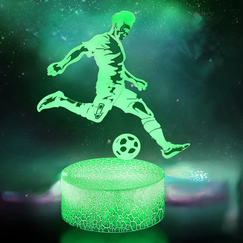 Nighdn LED Night Light for Kids Football 3D Illusion Lamp 7 Colors Sleep Nightlight Bedroom Decoration Boys Birthday Gift