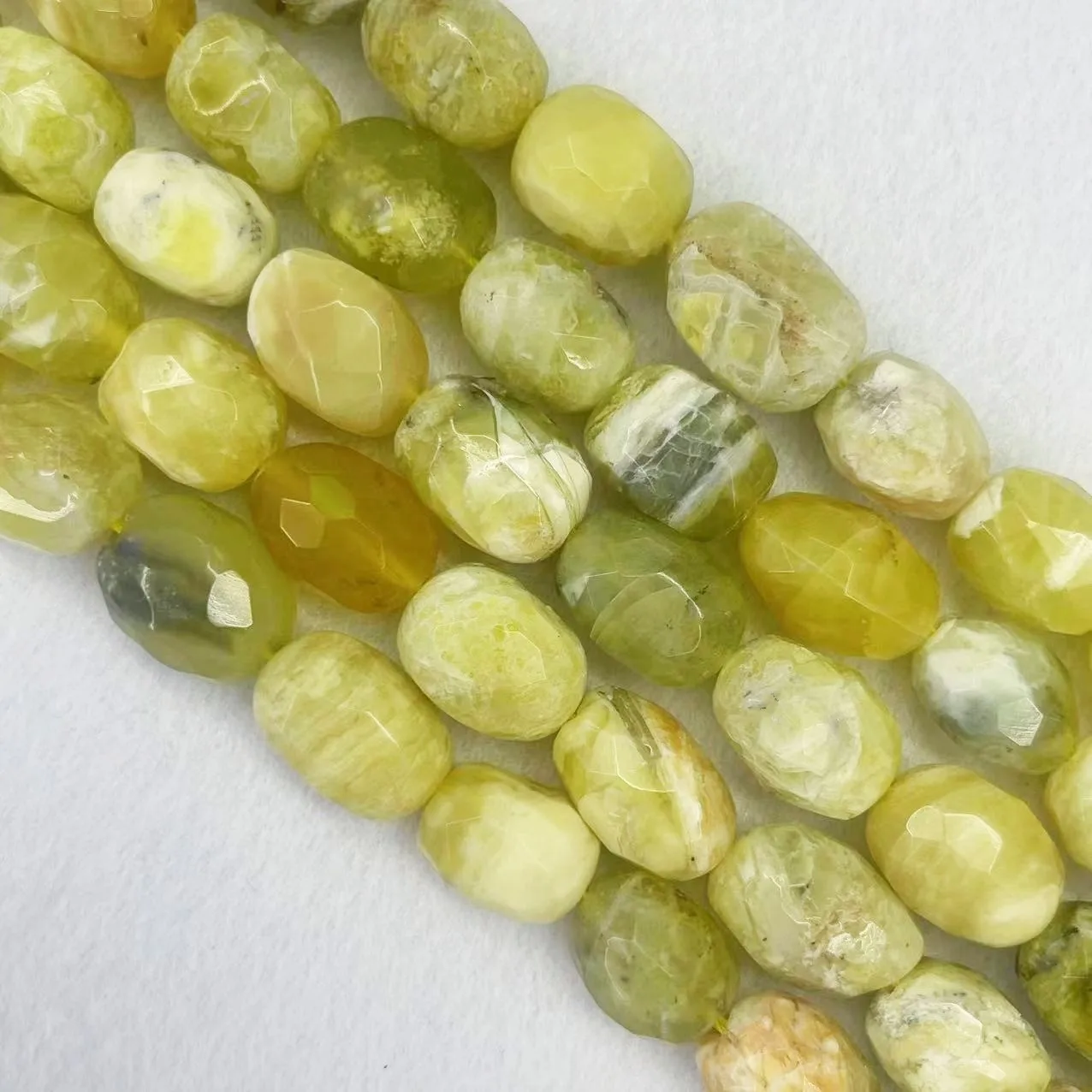 Natural Genuine Yellow Opal Stone Oval Faceted Quartz Nugget Loose Beads For DIY Necklace Bracelet Jewelry Making