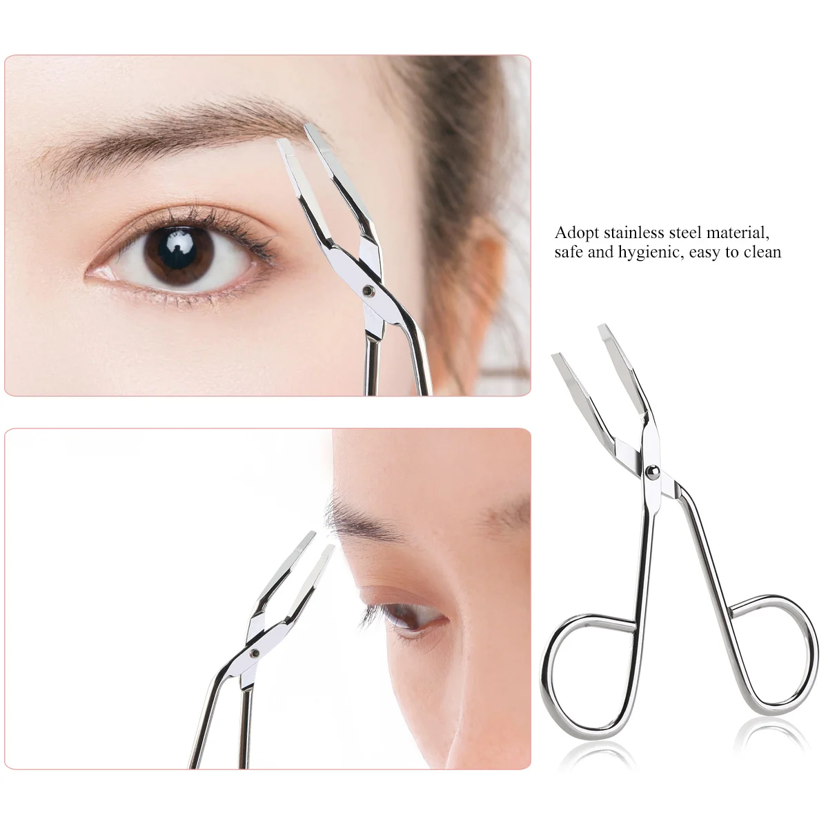 الفضة الفولاذ المقاوم للصدأ الحاجب الملقط تقريبا 85 سنتيمتر مائل تلميح دقيقة التشذيب شعر الوجه الأنف مزيل الشعر ماكياج أداة