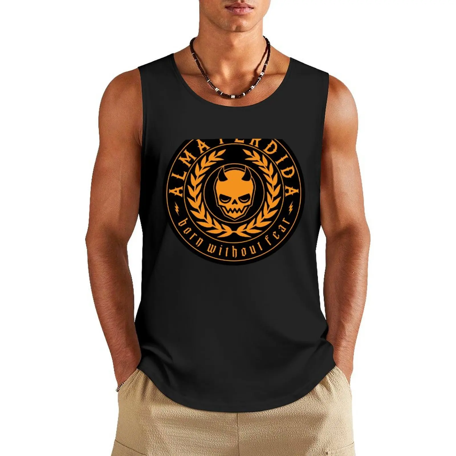 

Alma Perdida - Skull yellow/black Tank Top Men's clothing brands basketball men clothing Men's sleeveless