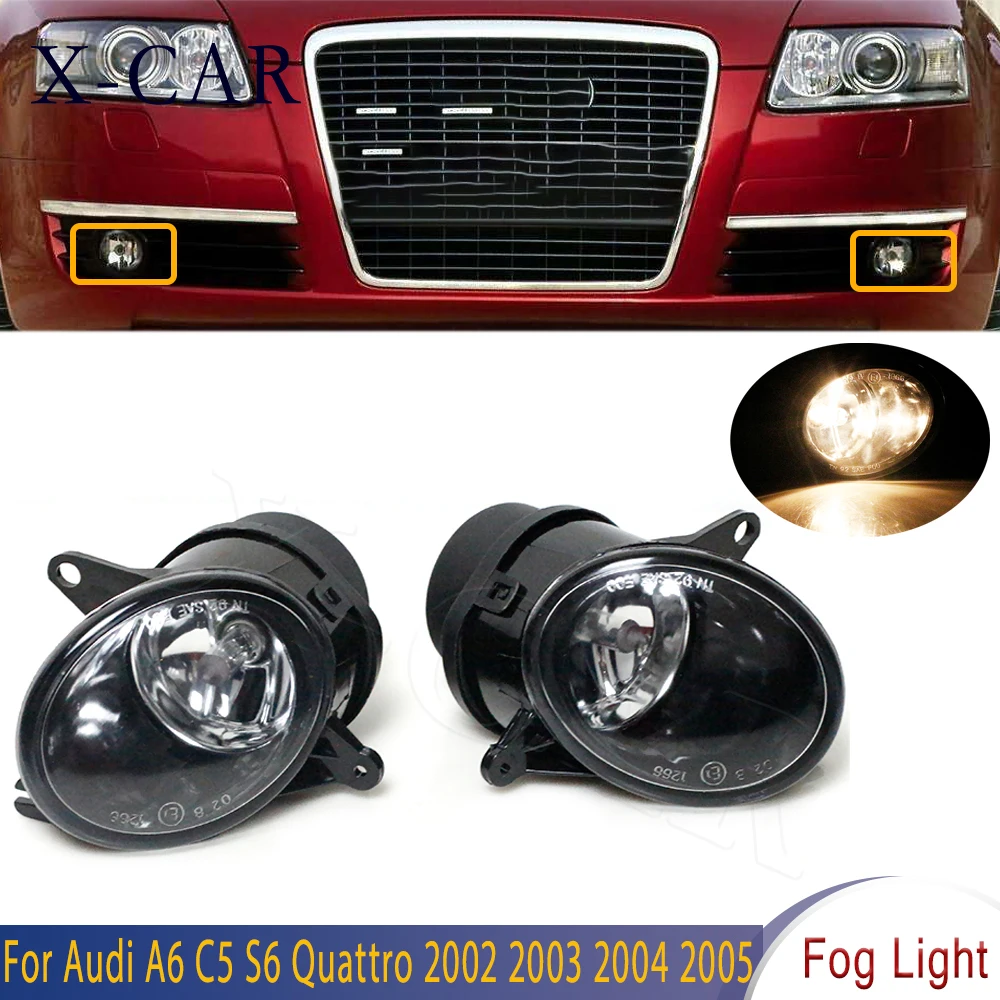 

X-CAR Front Bumper Fog Light Fog Lamp Assembly With Bulbs Halogen For Audi A6 C5 S6 Quattro 2002-2005 4B0941699C 4B0941700C