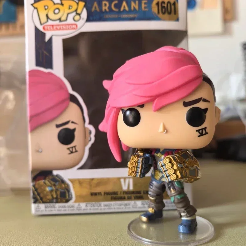 Original Funko Pop Anime Figure 10cm League of Legends Jinx Vi Action Figure Q Version Pop Model Doll Gift Toys Christmas Child