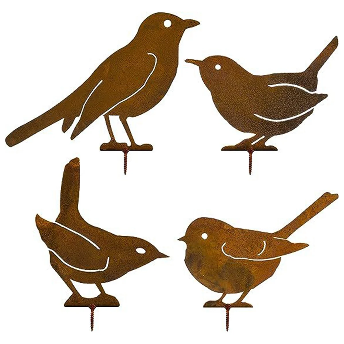 Rusty Metal Bird Wrought Iron Bird Waterproof Metal Bird Statue Outdoor Park Art Gardening Decorations