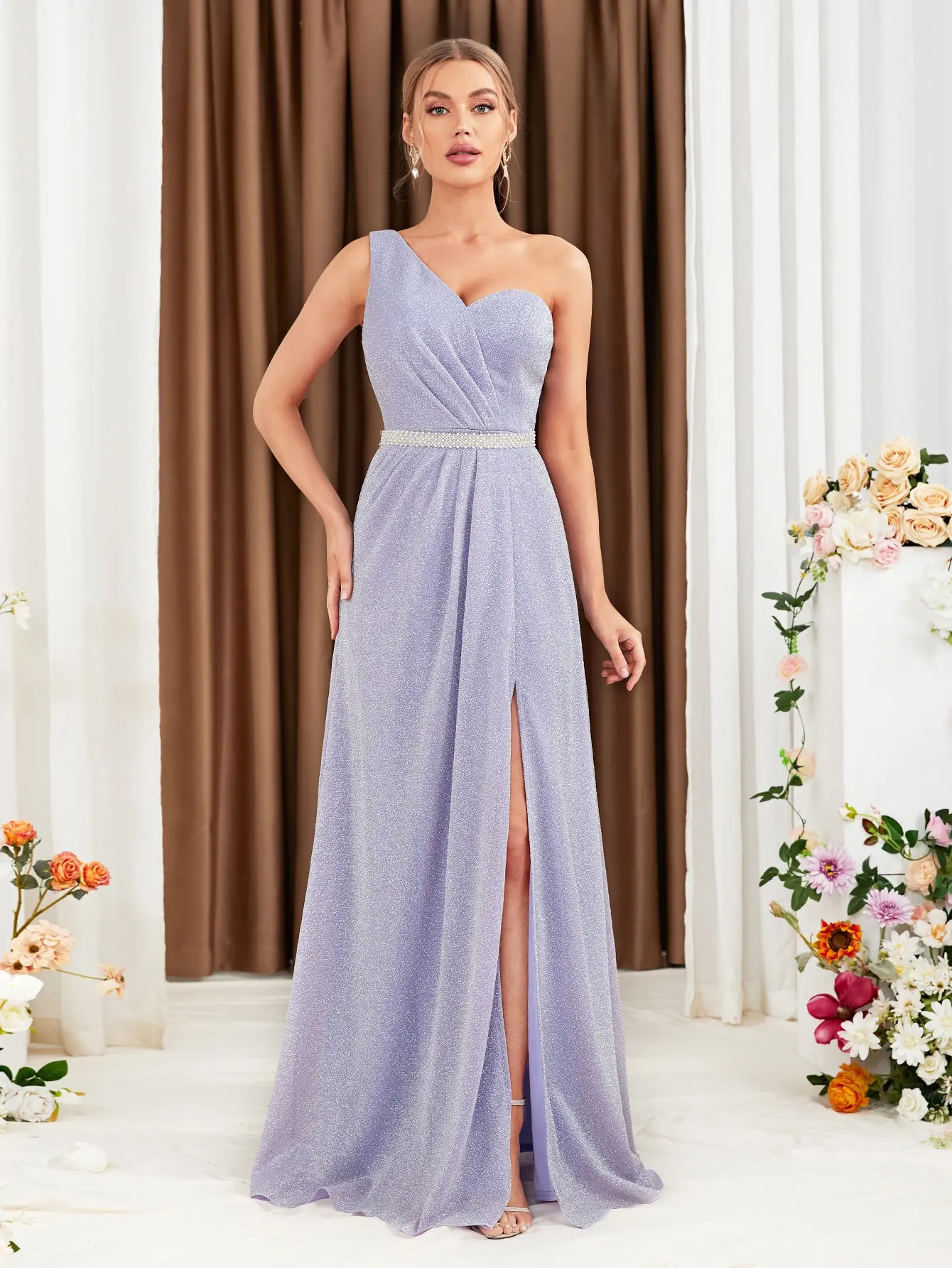 

Customize New Bridesmaid Adult Dress with A Slit Waist Belt
