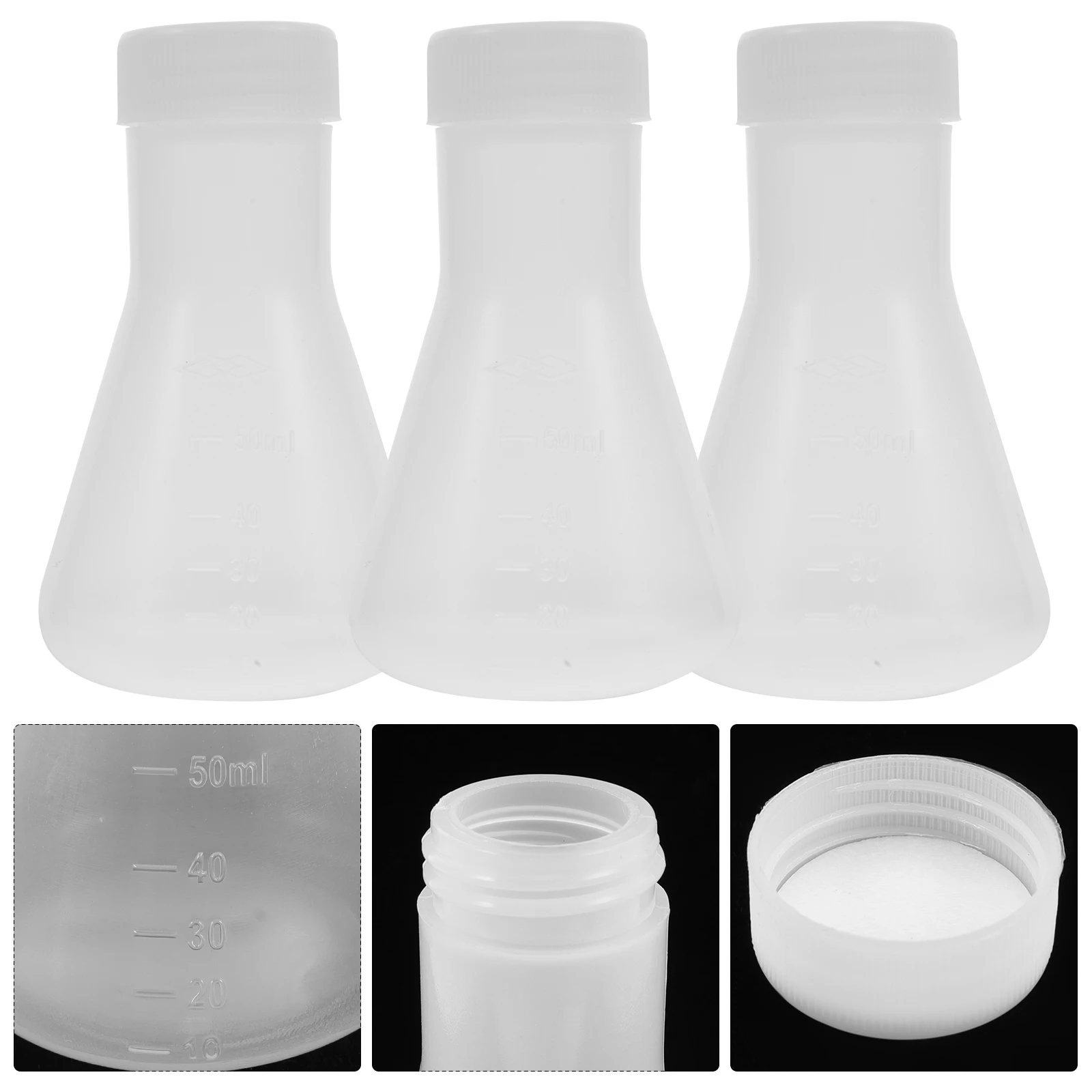 

10 Pcs Flask with Lid Plastic Beakers Fashionable Flasks Caps Clear Screw Chemistry