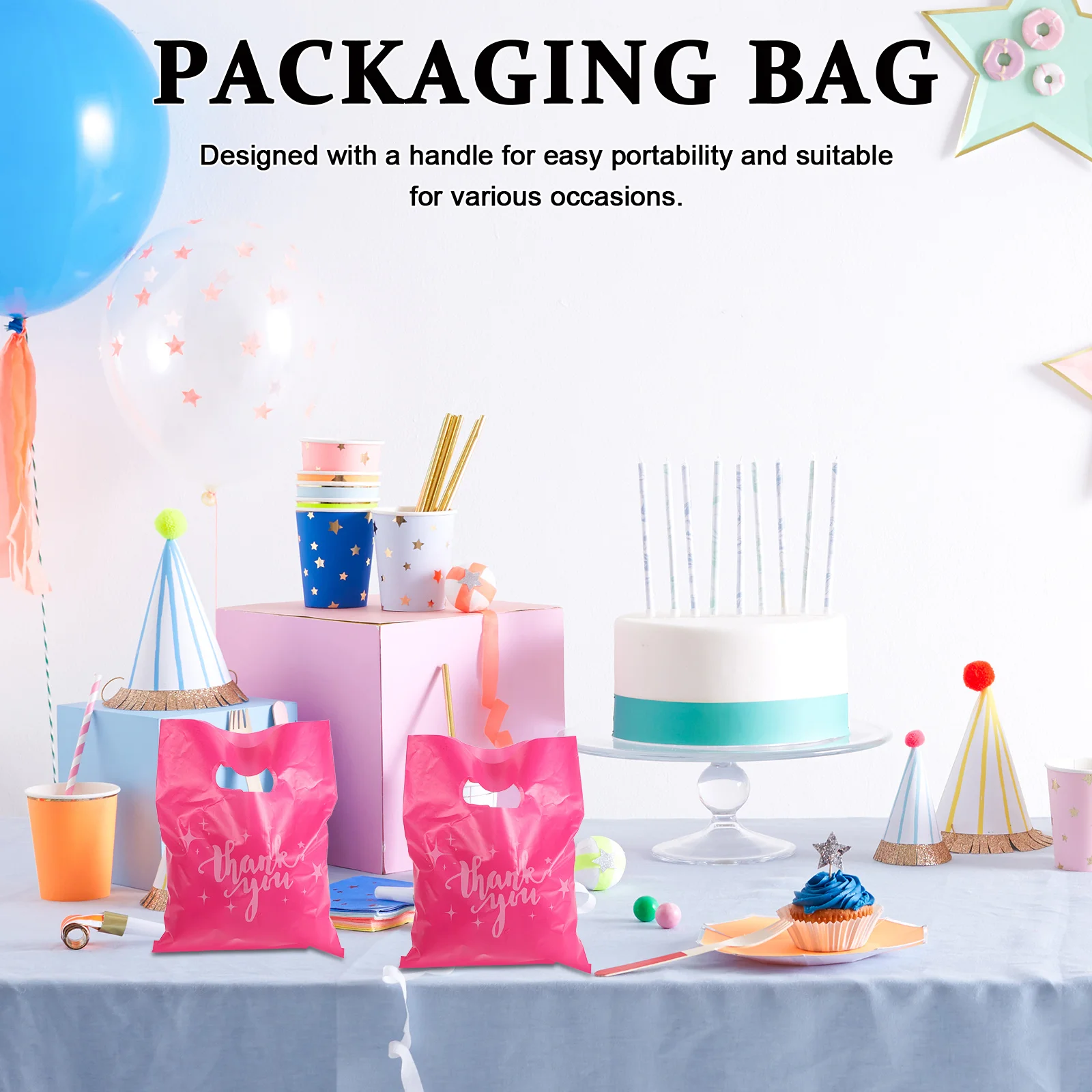 

100 pcs Gift Bags For Business Thank You Flat Pocket Heavy Duty Glossy Party Favor Bag Christmas Cookie Bags Bakery Tote Retail