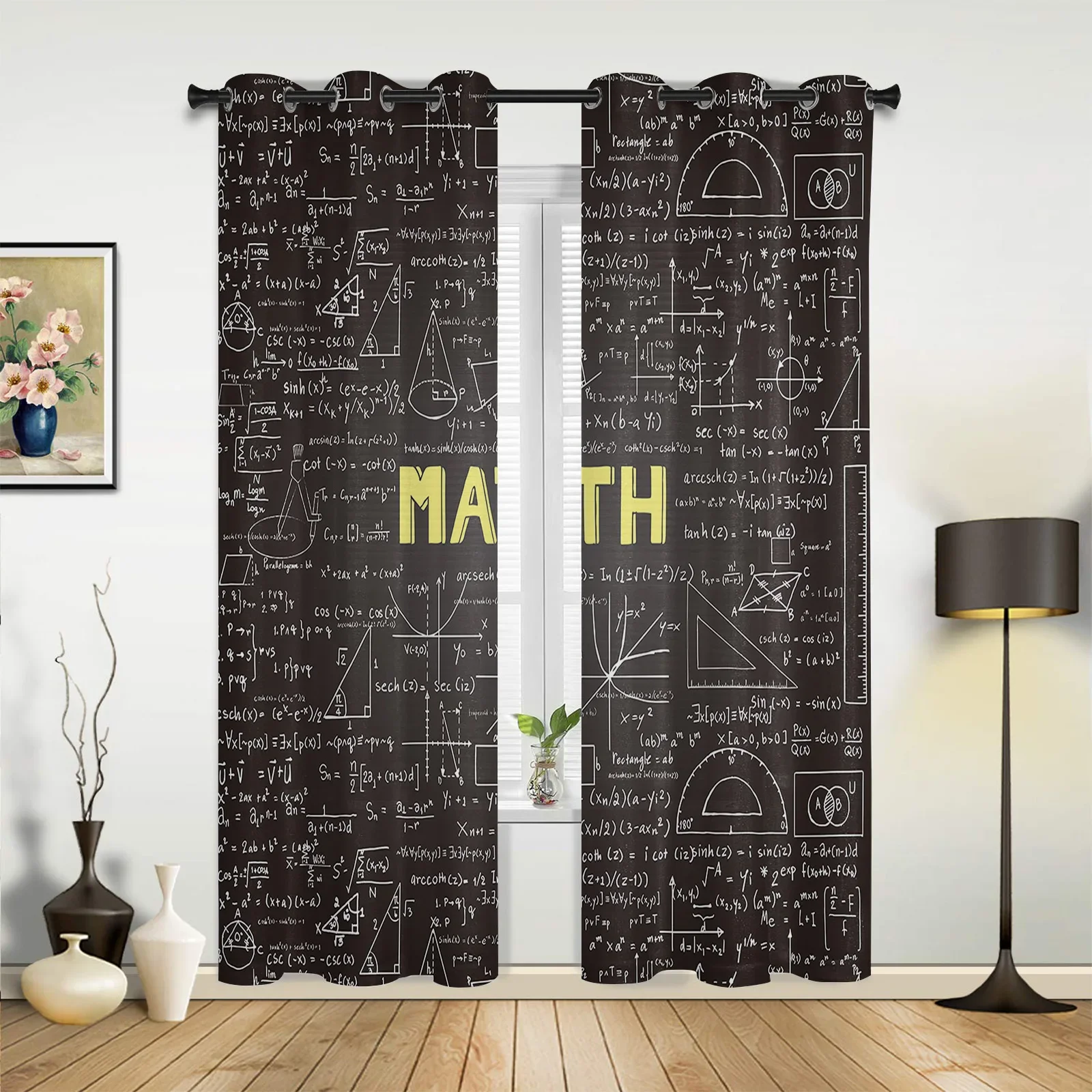 Math Equation Blackboard Curtains for Bedroom Living Room Drapes Kitchen Children's Room Window Curtain Modern Home Decor