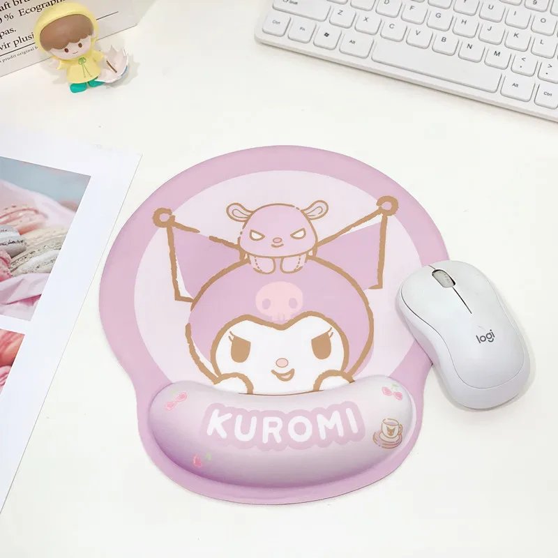 Kawaii Sanrios Mouse Pad with Wrist Rest Non-Slip Rubber Computer Pad Anime Kuromi Cinnamoroll My Melody Cute Boyfriend Gift