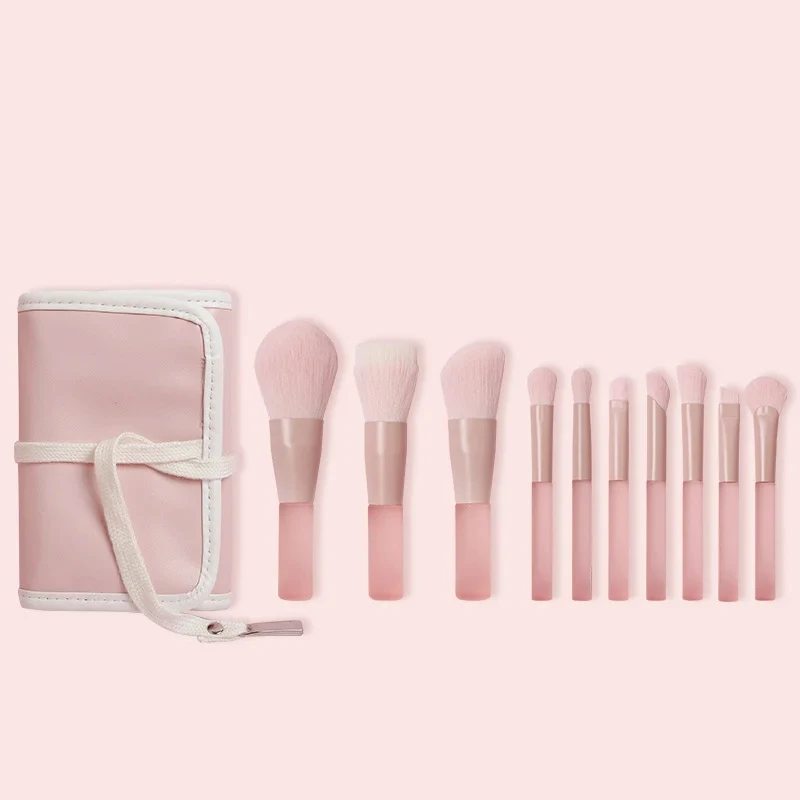 Christmas gift New Mini Makeup Brush Set 10PCS Eyeshadow Loose Powder Brush Travel Portable Soft Hair Makeup Tools