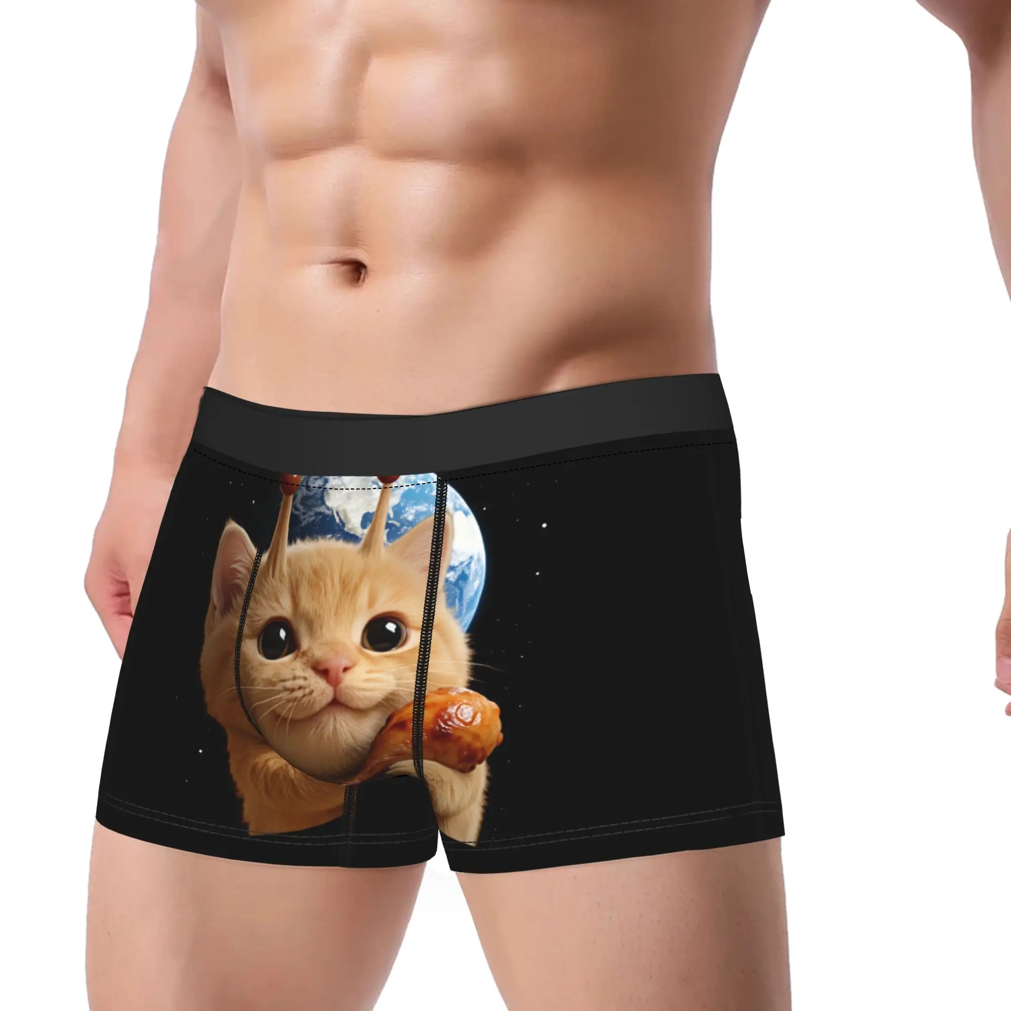 Funny Aliens Cat Chicken Leg Trunk  Pouch Underwear High Quality Printed Boxer Brief Funny Men's Panties Large Size