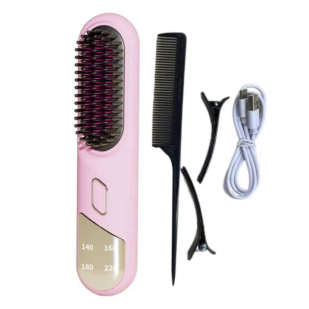 

Hair Straightening Brush Cordless Hair Straightener Brush with Adjustable Temperatures Negative Ions for Fluffy for Rechargeable