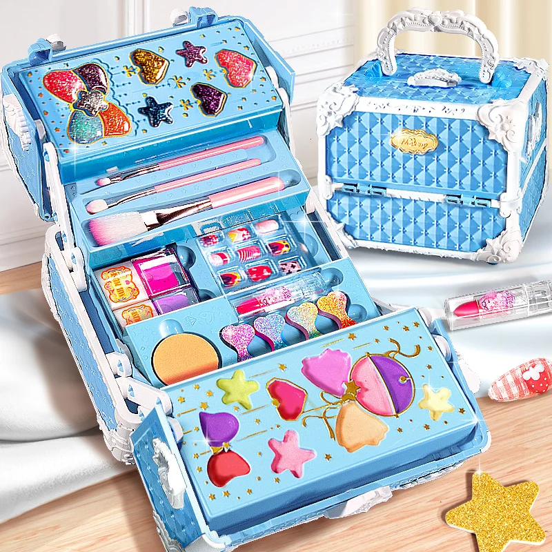 子供用メイクアップおもちゃ非毒性シミュレーション化粧品スーツケースマニキュア口紅キッズビューティーファッションキット3歳女の子ギフト用