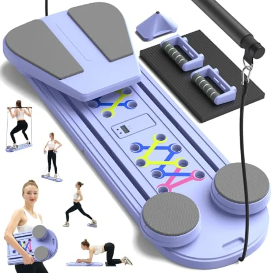Tabla de Pilates plegable con temporizador para entrenamiento en casa, entrenador Abdominal multifuncional en negro, diseño portátil y compacto para W
