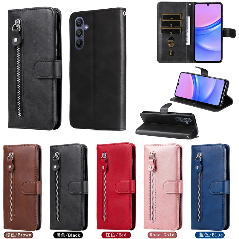 A17 SM-A176B Zipper Leather Case for Samsung Galaxy A07 5G 4G Case Wallet Stand Phone Cover for Samsung Galaxy A17 Fundas Coque