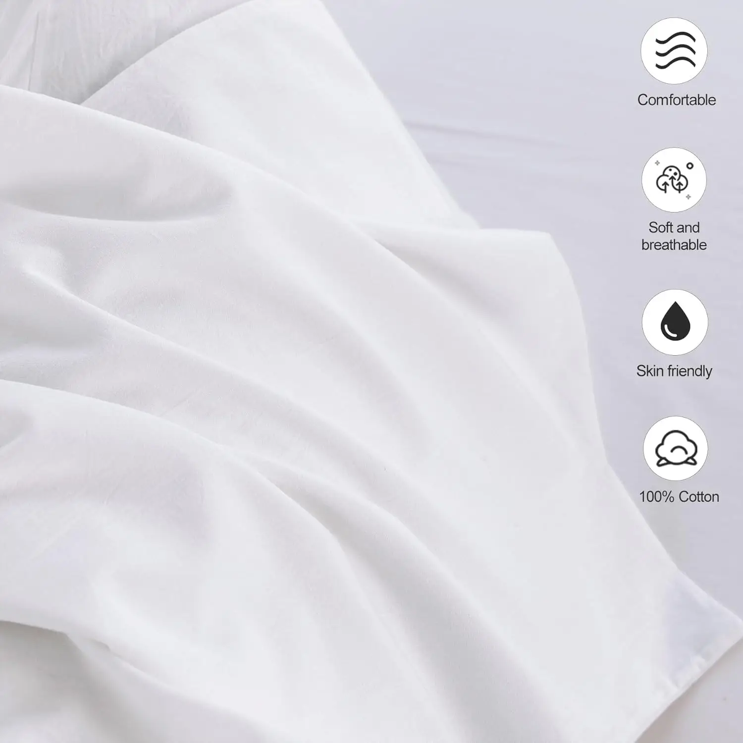 Bettwäsche ohne Einlagen, Standard-Kissenbezüge, 1 Stück, 100% gewaschene Baumwolle, leinenähnliche Textur, atmungsaktiv, strapazierfähig, weich, einfarbig weiß – Detail 6
