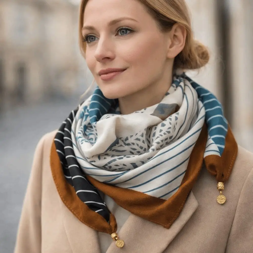 Weiche Baumwoll-Schals mit Magnetverschluss 65x65cm, Blumenmuster Halstuch, Blumendruck Hijab Wickeltücher für Mädchen und Frauen – Detail 3