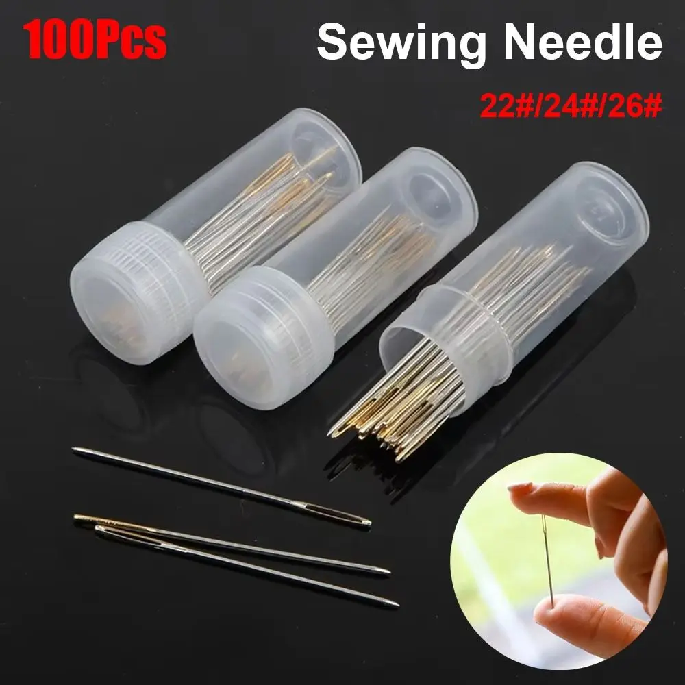 

100Pcs Durable Multi-size Sewing Needle 22/24/26# Tail Embroidery Fabric Cross Stitch Needle DIY Stainless Steel Craft Tool