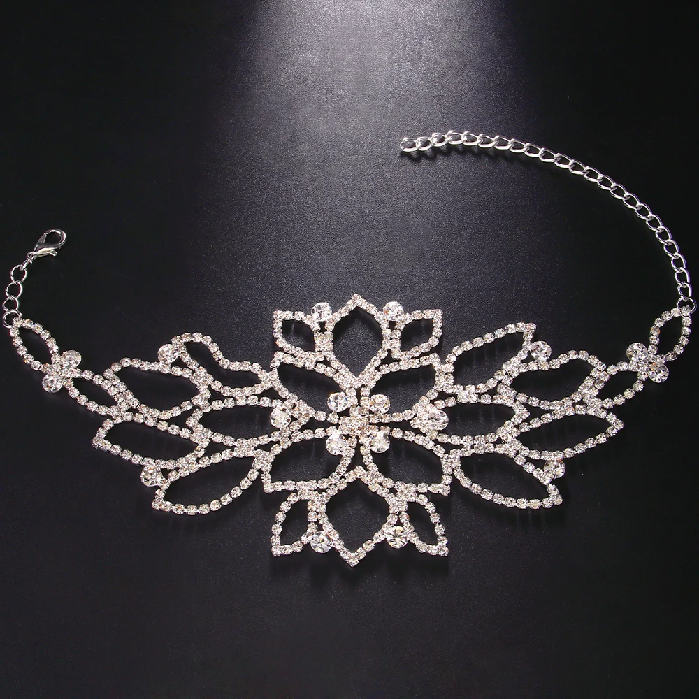 سلسلة كاحل زهرية لامعة للنساء ، خطوبة زفاف ، زفاف ، إكسسوارات كعب عالي ، سوار حجر الراين البسيط ، مجوهرات