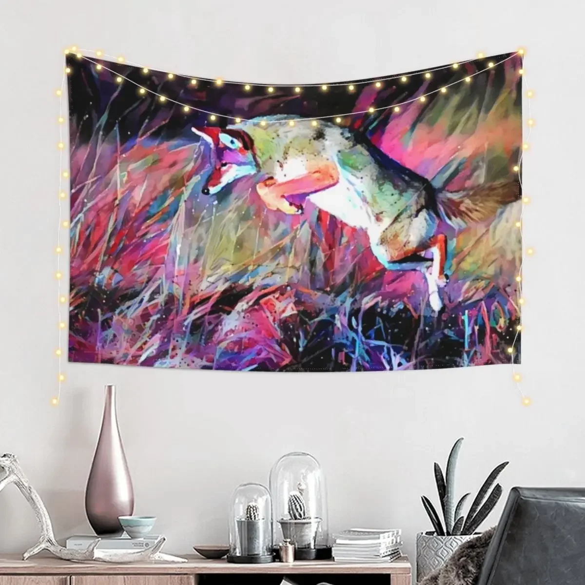 Playful Jaunt of the Coyote Tapestry Room Decoration Accessories Custom Wall Deco Decoration For Home Tapestry