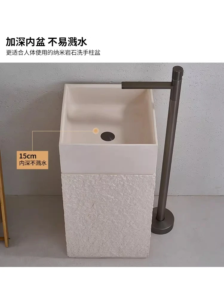 

Wabi Sand Wind Stone Personalized Wash Basin Bathroom Integrated Floor-to-ceiling Wash Table Outdoor Column Basin