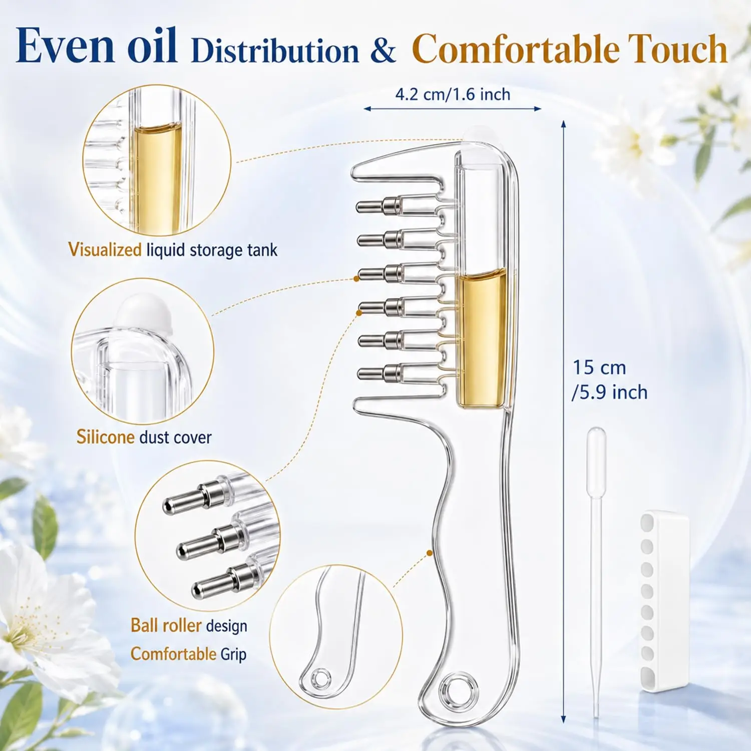 1/2pcs Scalp Essential Oil Applicator,Hair Oil Applicator, Refillable Scalp Applicator Comb for Men Women