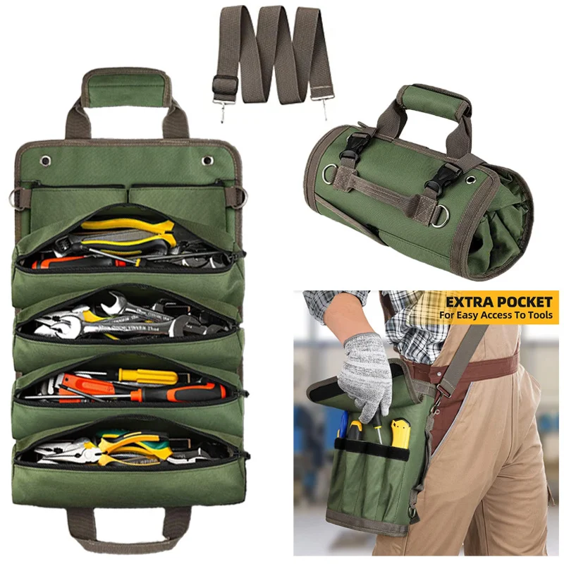 Multi-use Tool Roll Organizer Bag Storage Portable Electrician Backpack Wrench Carrier Professional Briefcase Tools Pouch